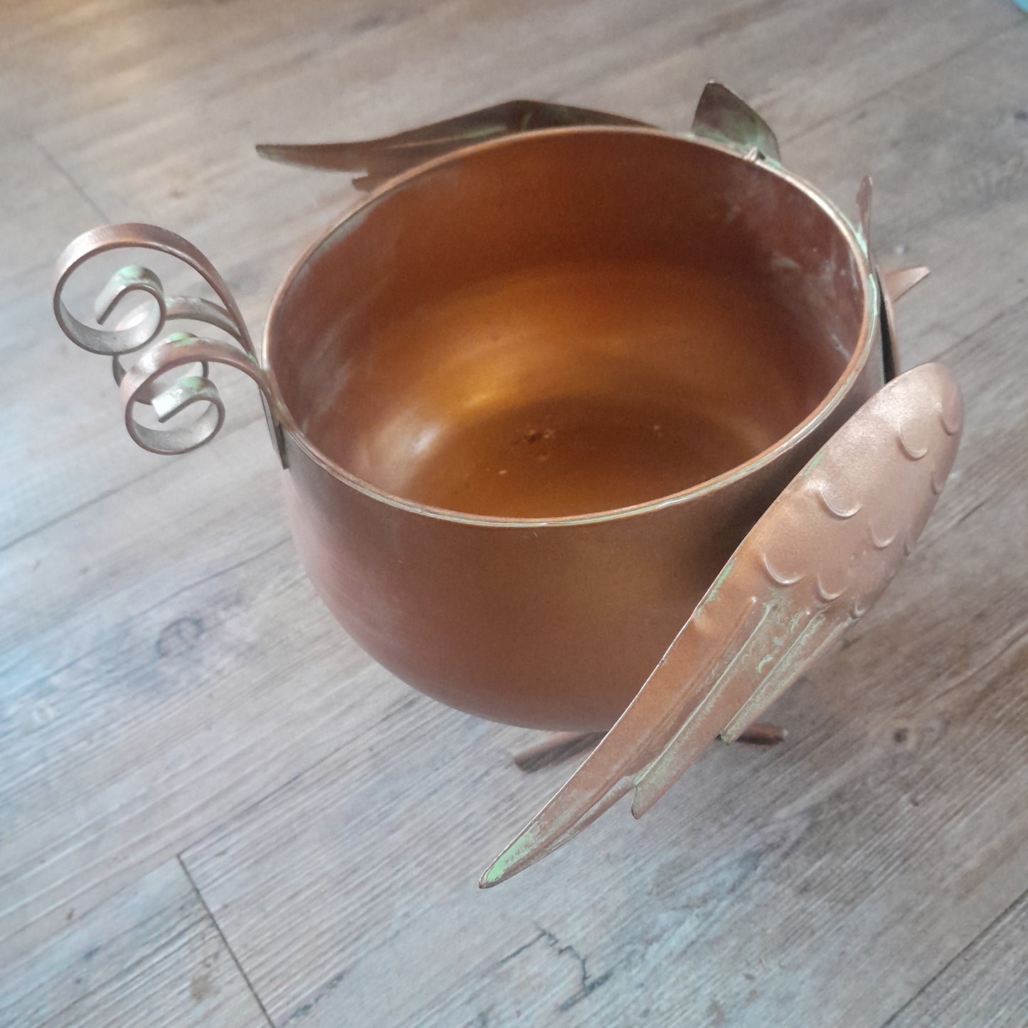 Copper Standing Owl Bowl (or planter!)