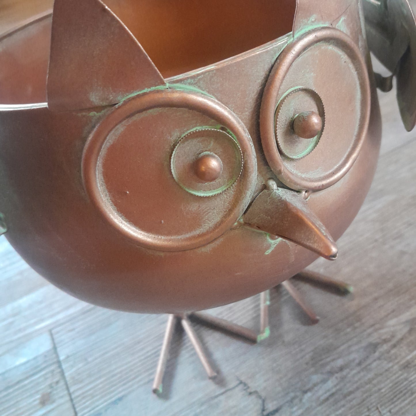 Copper Standing Owl Bowl (or planter!)