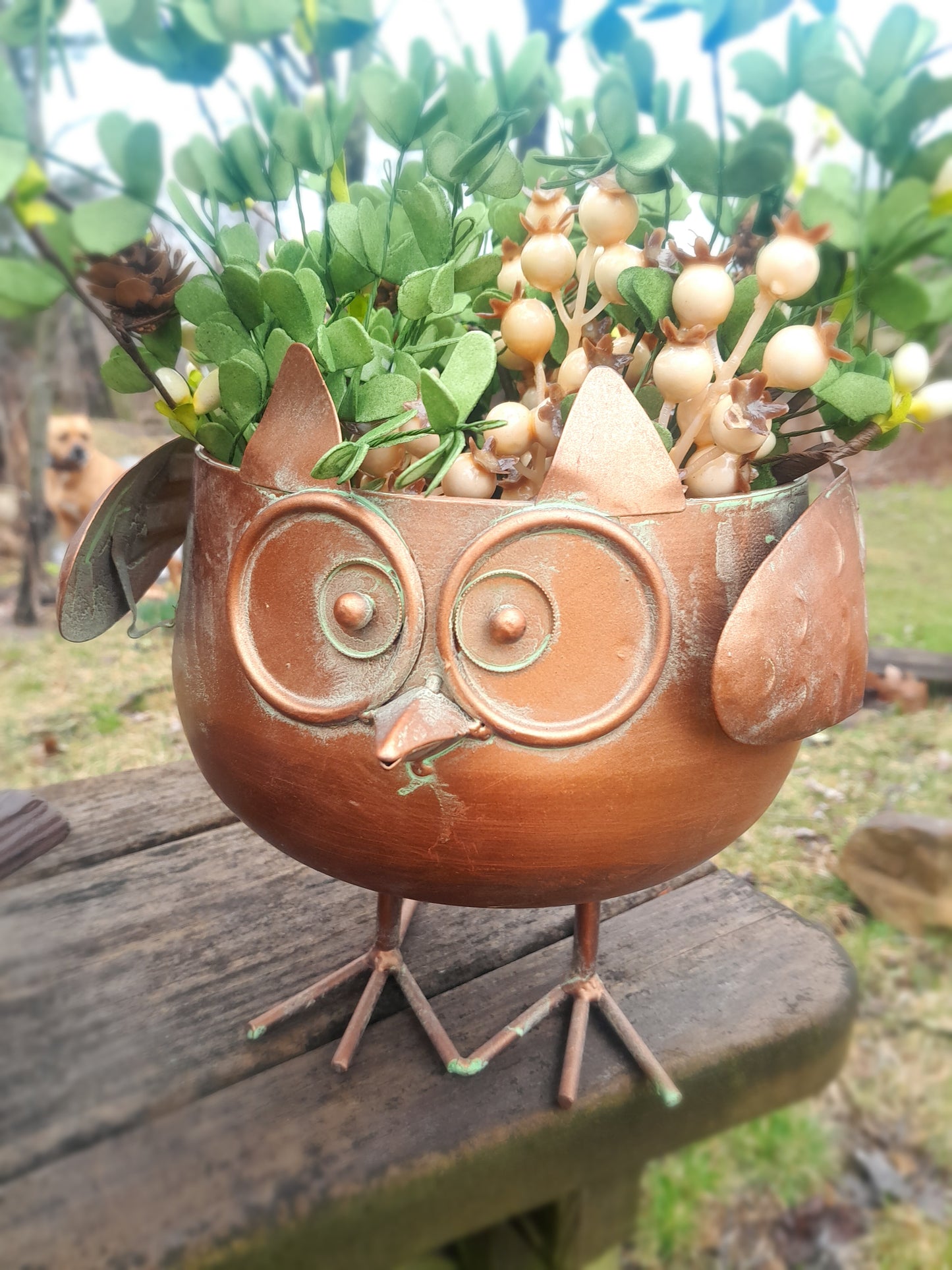 Copper Standing Owl Bowl (or planter!)